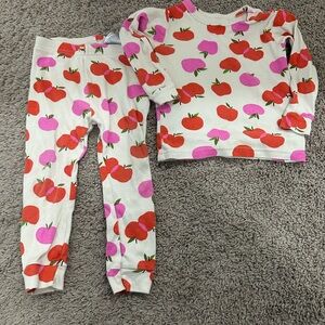 GAP Kids Red and Pink Apple Print Kids Pajama Set